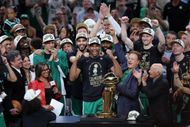 Boston Celtics celebrate after winning the 2024 NBA Finals. (Image via Getty)